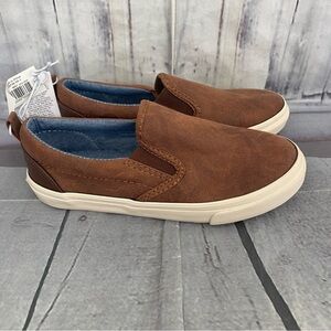 NEW Old Navy Boys Toddler Size 10 Slip on Boat Shoes Brown Loafers Faux Leather